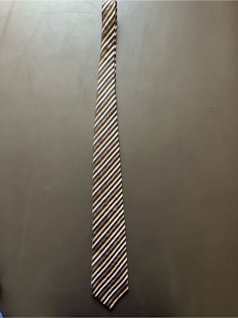 Geoffrey Beene Striped Silk Tie in Brown, Gold and Black